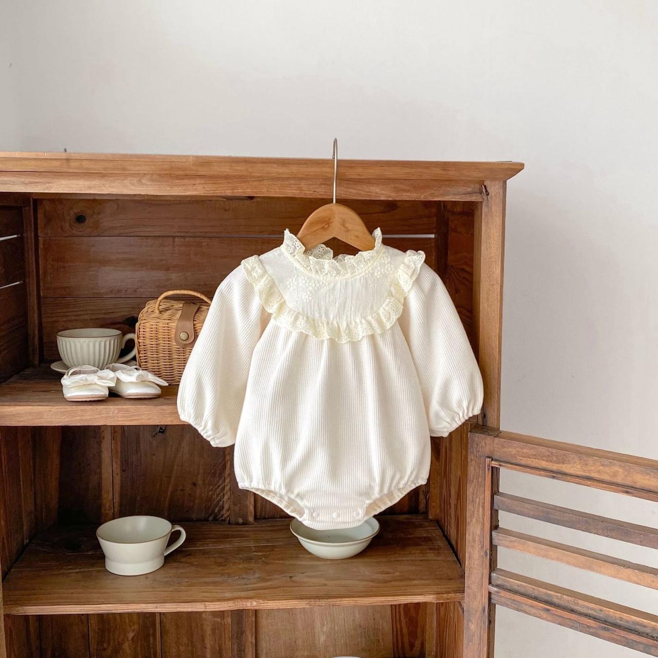 Elegant Ivory Lace Baby Romper