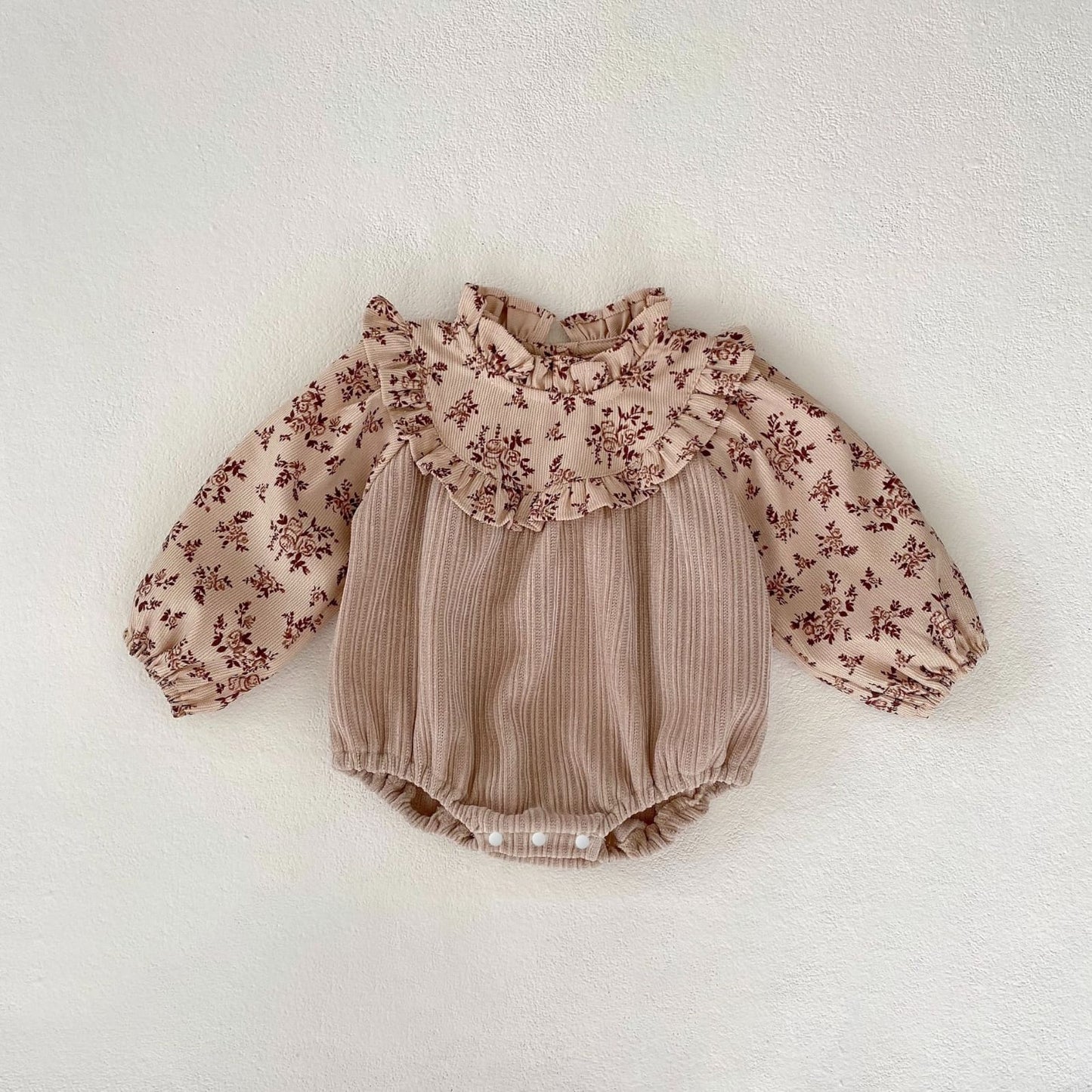 Vintage Floral Corduroy Baby Romper